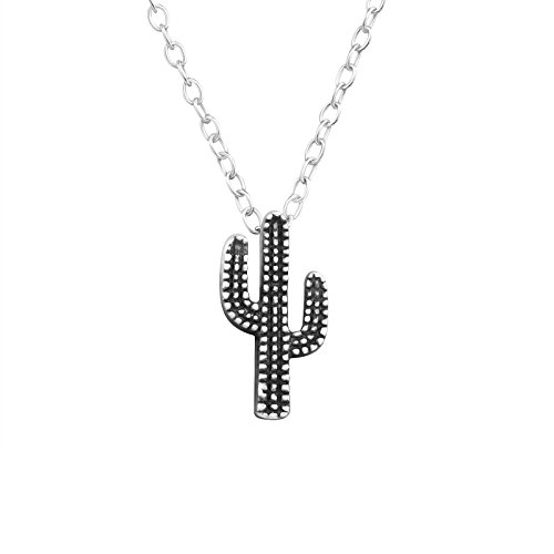 Tata Gisèle © Collar de plata 925/000 rodiada – Colgante de cactus, Plata esterlina