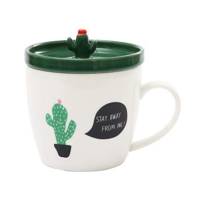 LOYWT Cactus Modeling, Mug Cup, Tapa, Simple Coffee Cup, Personalidad creativa, Taza de cerámica, Lovely Breakfast Milk Cup, D