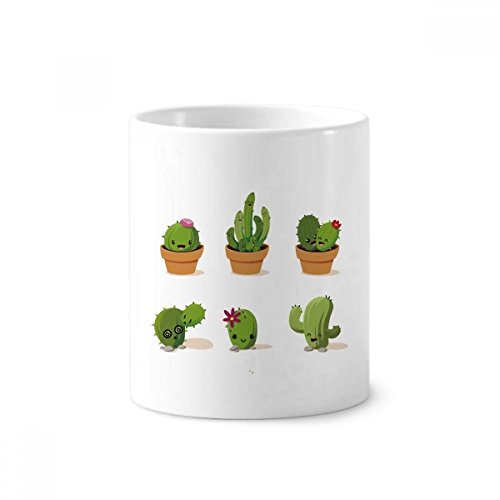 Cactus Succulents - Taza de cerámica para cepillo de dientes, 350 ml, color blanco