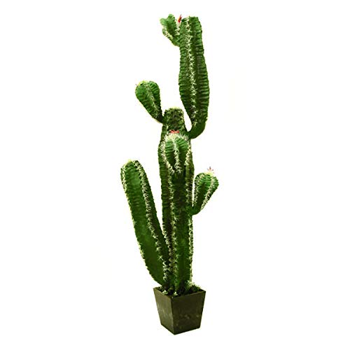 artplants.de Set 2 x Cactus Mexicano Artificial con Flores, en Tiesto, 170cm - 2 Unidades de Planta Artificial - Cactus