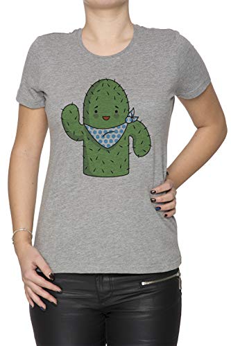 Señor Jg Cactus Mujer Camiseta Cuello Redondo Gris Manga Corta Tamaño M Women's Grey T-Shirt Medium Size M