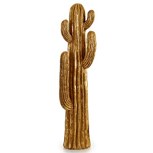 TU TENDENCIA UNICA Cactus cerámica, Altura 84cm Color Dorado, diseño Elegante, Decorativo. Medidas: 21,5x19x85cm (Dorado)