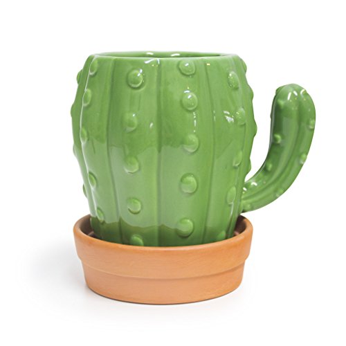 Balvi Mug Cactus Taza en Forma de Cactus Capacidad 450ml Apta para lavavajillas y microondas Cerámica
