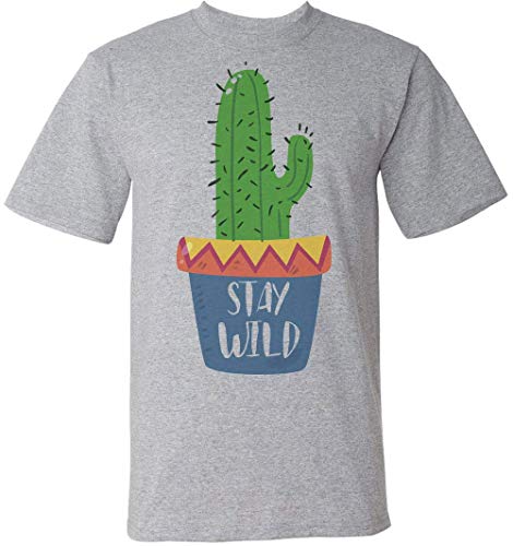 Finest Prints Stay Wild Adorable Hipster Cactus Camiseta para Hombre Extra Large