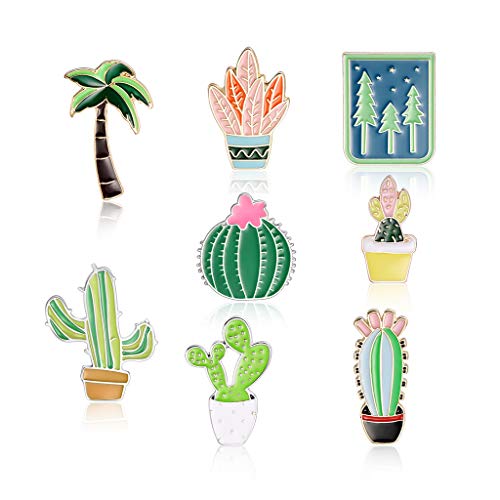 CADANIA 10 Piezas Broche de Planta Creativo Lindo Árbol Cactus Insignia Pin Mochila de Solapa Pins Decoración Joyas Encantos