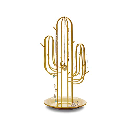 Balvi Soporte Joyas Cactus Color Dorado con Forma de Cactus Ideal para Pulseras, Collares y Anillos H