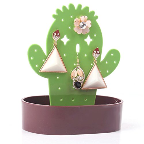 luoem Cactus pendientes anillos de perchas de soporte organizador de joyas pantalla soporte Rack de almacenamiento de pulsera manualidades (café)