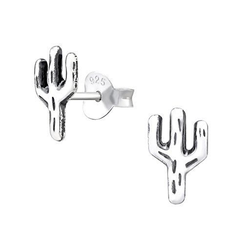 Tata Gisele© - Pendientes de plata 925/000 envejecida – Cactus 6 x 9 mm