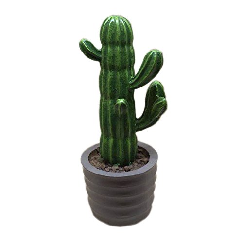 YIVVIN - Plantas artificiales de resina con maceta de cactus suculentas, decoración de escritorio, 14 cm, Gris, 5x14cm