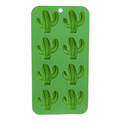 Les Trésors de Lily Q0767 - Silicona 'Cactus' molde verde cubo de hielo (8 cubitos de hielo)- 21x11 cm.