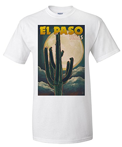 El Paso, Texas - Cactus and Full Moon (Premium T-Shirt)