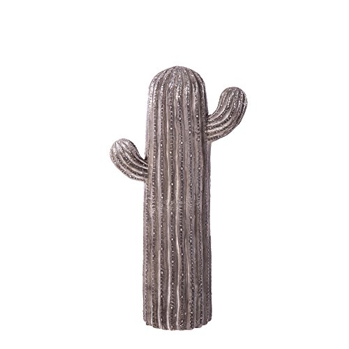 LOLAhome Figura de Cactus de cerámica Gris étnica para decoración de Exterior