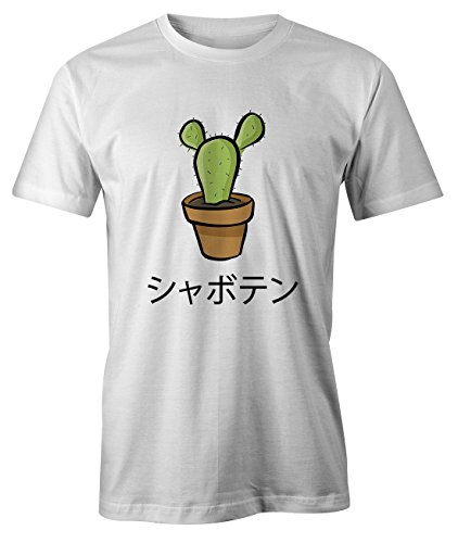 Cactus In Japanese Gracioso Japan T-Shirt Camiseta Hombres Blanco XX-Large