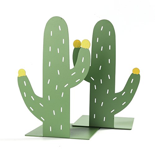 NIKKY HOME Hierro Decorativo Cactus Nonskid Sujetalibros para Estanter¨ªa Home Office Biblioteca Decoraci¨®n, Verde