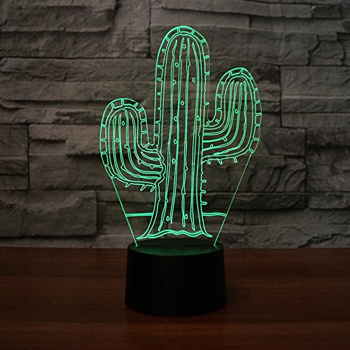Jinson well 3d Cactus lámpara de mesa luz nocturna cambio de 7 colores LED luz de noche para Decor Regalo