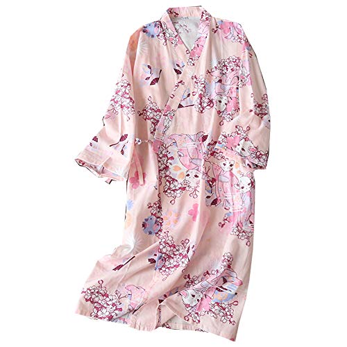 [Cactus A] Bata de algodón Japonesa para Mujer Bata de Kimono de Pijama