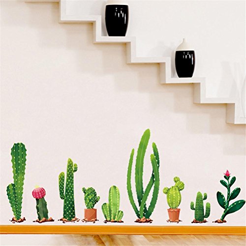 DIY cactus lindo pegatinas de pared - Saihui familia extraíble arte mural decal para la habitación de los niños dormitorio escaleras decoración pegatina (A)