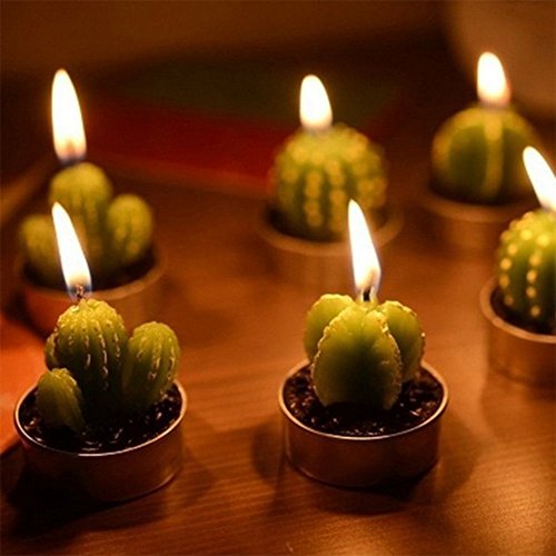 6 lámparas Westeng con forma de cactus verdes artificiales para cumpleaños, boda, decoración del hogar, 4,2 x 4 cm Cactus verde