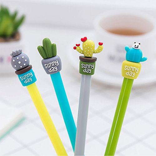 ASKCUT® Bolígrafo de gel, creativo y bonito estilo Cactus Rollerball Signature Pen para oficina, escuela, papelería, suministros, paquete de 12 [combinación de color]