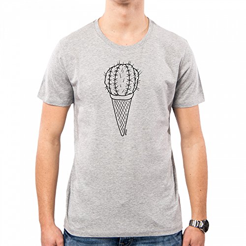 PACDESIGN Camiseta Hombre Icecream Cactus Gelato Spine Hand Drawn Super G Gr0005a, S, Lightgrey