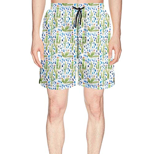 Chushiji Cactus Rain Pattern Casual Men's Beach Shorts Outdoor Sport Beachwear