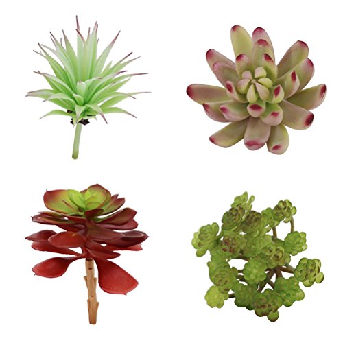 VORCOOL 4 unids artificiales suculentas plantas faux cactus flores para plantas bricolaje decoración de la pared