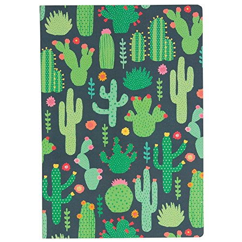 Cuaderno, A5, diseño de cactus, sin rayas, color verde